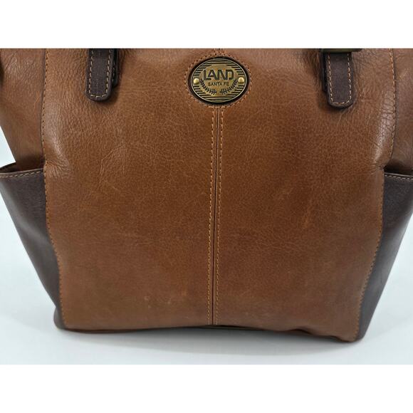 LAND Santa Fe Zip Top Tote Two-Tone Leather Tote Bag - Picture 2 of 10